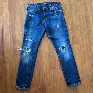 Aeropostale Men's Distressed Blue Skinny Jeans